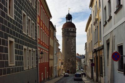 View of buildings along road