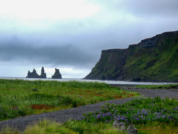 Scenic view of land against sky