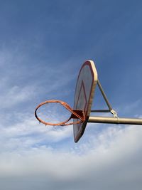 Low angle view of basketball hoop against sky