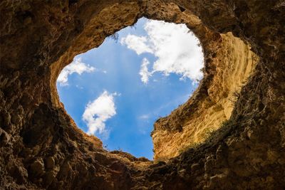 Low angle view of rock formations