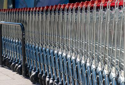 Shopping carts in row