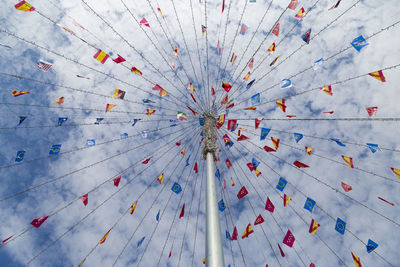 Low angle view of umbrellas on ceiling