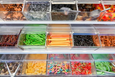 Full frame shot of multi colored candies in store
