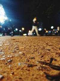 Surface level of road at night