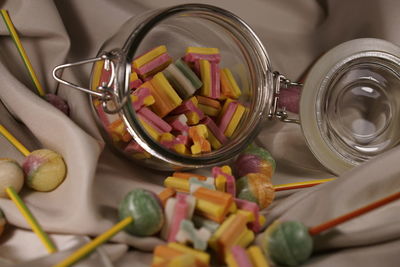 Close-up of multi colored pencils on table