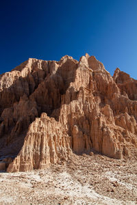 Rock formations in desert against clear blue sky