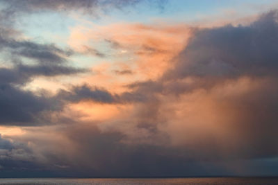 Scenic view of sea against dramatic sky