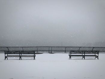 Scenic view of frozen lake against clear sky during winter