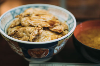 Close-up of food in bowl on table
