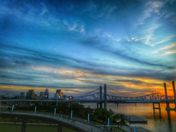 Suspension bridge over river