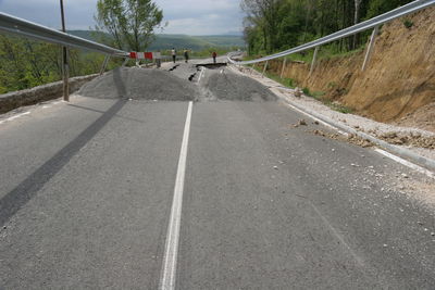 Construction material on road