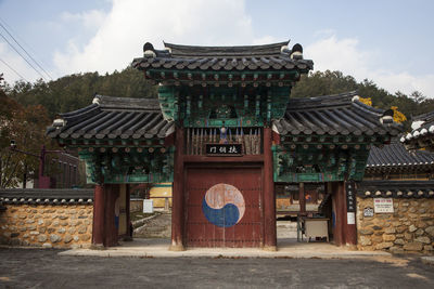 Exterior of temple against sky