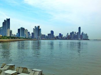 City skyline with waterfront