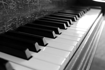 Close-up of old piano