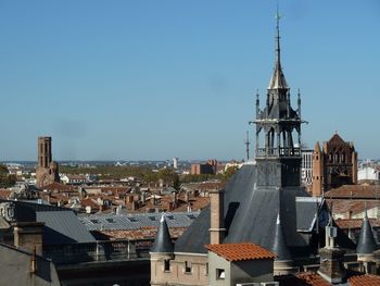 High angle view of townscape against sky