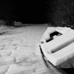 Close-up of snow on sand