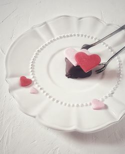 Heart shape cake on plate