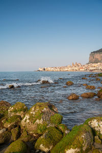 Scenic view of sea against clear sky