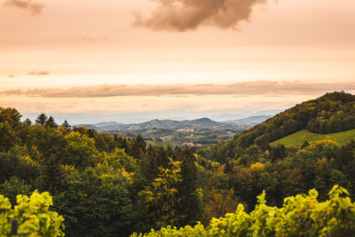 Scenic view of landscape against sky during sunset