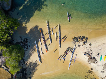 High angle view of people at beach