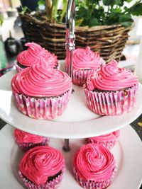 Close-up of cupcakes on table