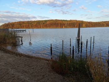 Scenic view of lake against sky