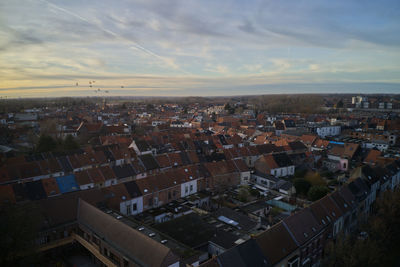 High angle view of townscape against sky