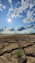 Scenic view of land against sky