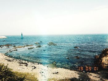 Scenic view of sea against clear sky