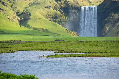 Skogafoss waterfall, on the ring road in southern iceland