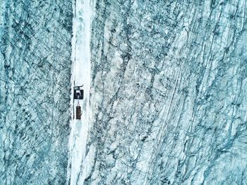 Aerial view of snow covered landscape