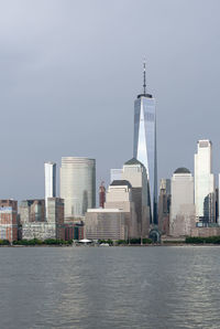 View of lower manhattan from jersey city waterfront after a summer storm