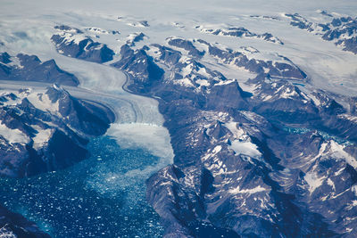 High angle view of snowcapped mountain