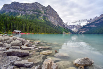 Scenic view of lake against sky