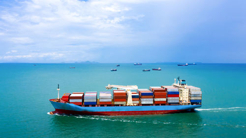 Industry business logistics cargo containers ship import export international by the sea 