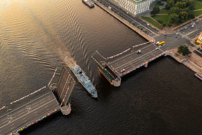 High angle view of bridge over river