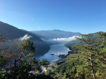 Scenic view of mountains against clear sky