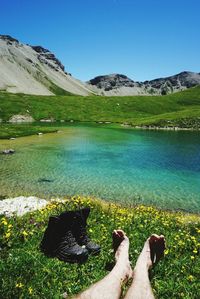 Scenic view of lake and mountains