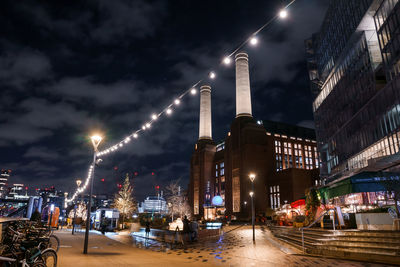 New battersea power station in london england uk at night operating as a new shopping mall