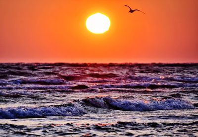 Sunrise over the baltic sea in gdynia