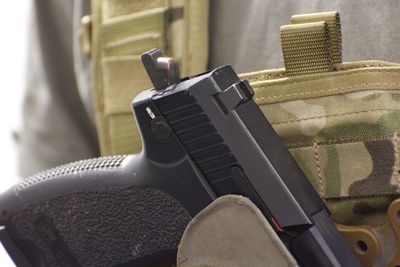 Close-up of cropped handgun
