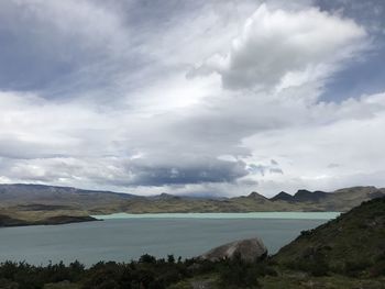 Scenic view of lake against sky