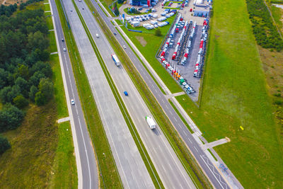 High angle view of railroad tracks