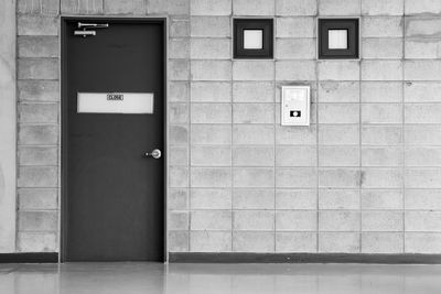 Closed door of building