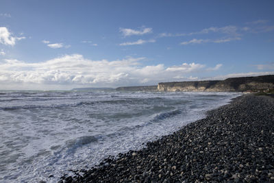 Scenic view of beach against sky