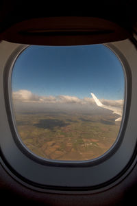 Landscape seen through airplane window