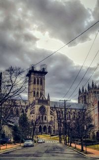 View of buildings in city against cloudy sky