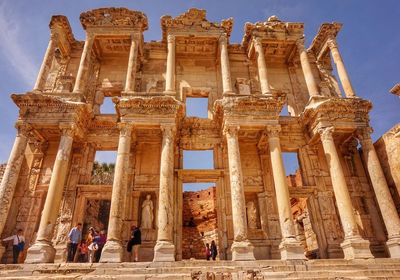 Low angle view of temple against sky