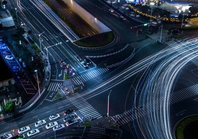 High angle view of traffic on city street