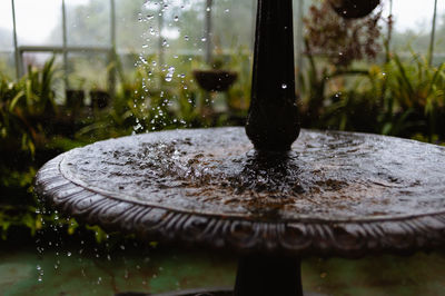 Close-up of water drops on fountain